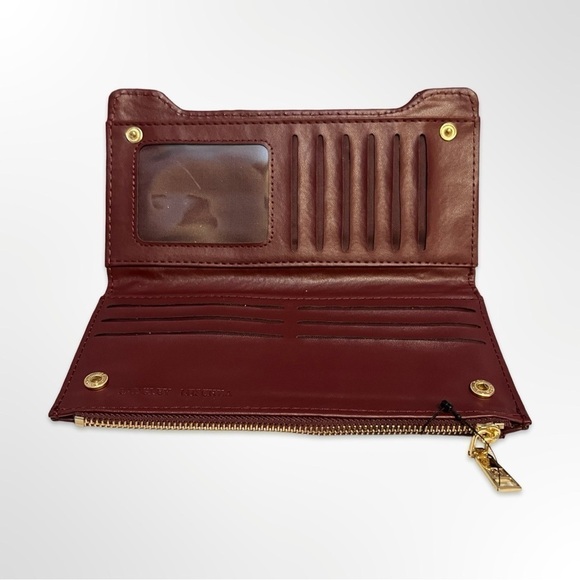 Badgley Mischka Plum Quilted Long Wallet - Picture 2 of 3